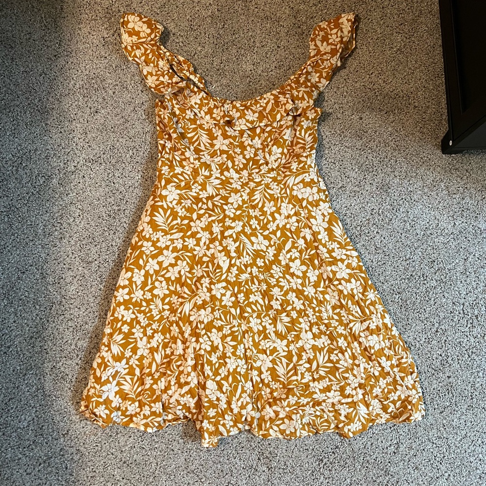Yellow floral off the shoulder dress
